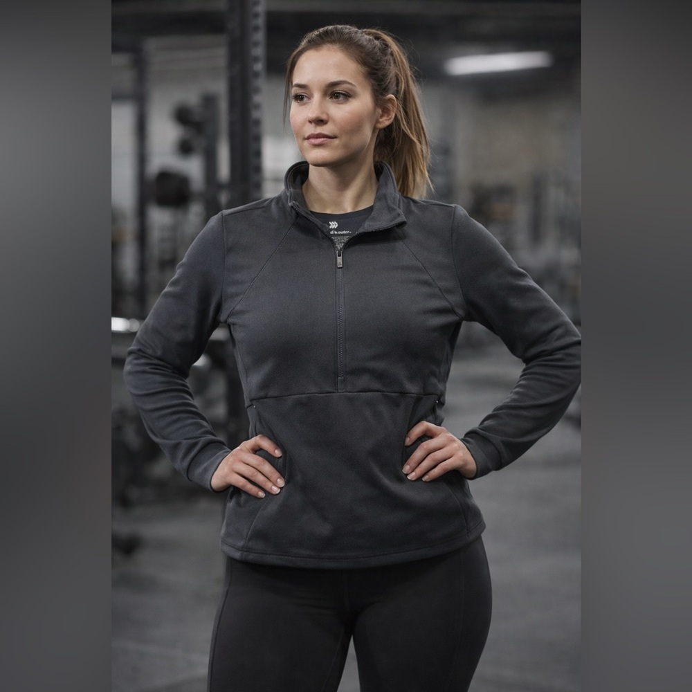 All In Motion Sweatshirt Activewear Womens Large Fitted‎ Cropped Textured Black